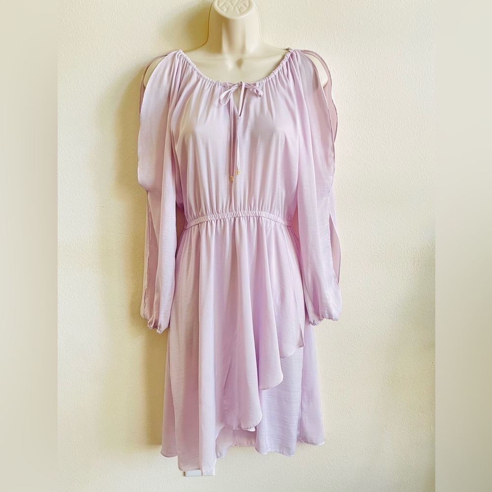 Jennifer Lopez Women’s Dress Slit Sleeves Round Neck size S Lavender *No Belt